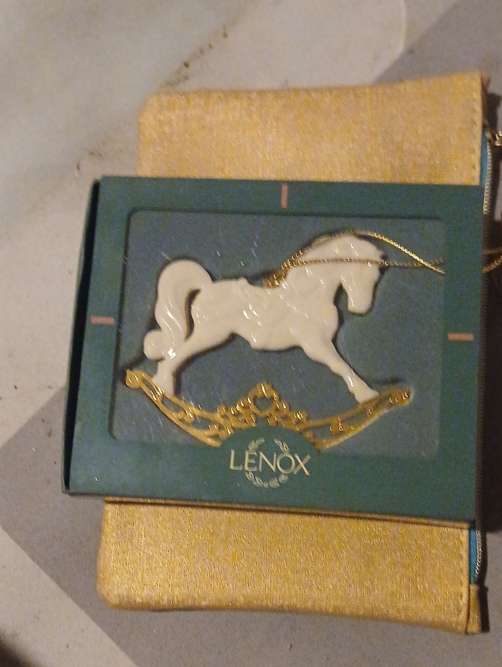 Lenox White and Gold Rocking Horse Ornament